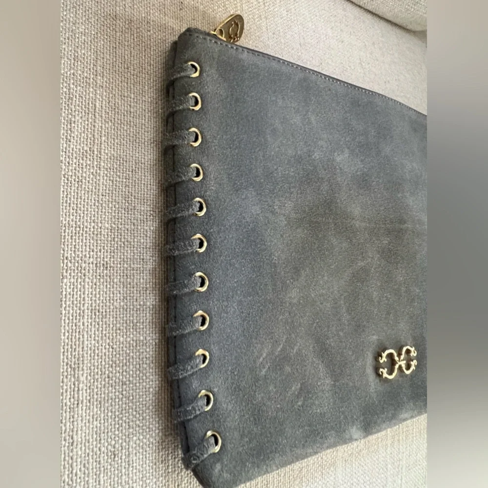 Beautiful gray suede clutch!  Great condition! - Picture 3 of 6